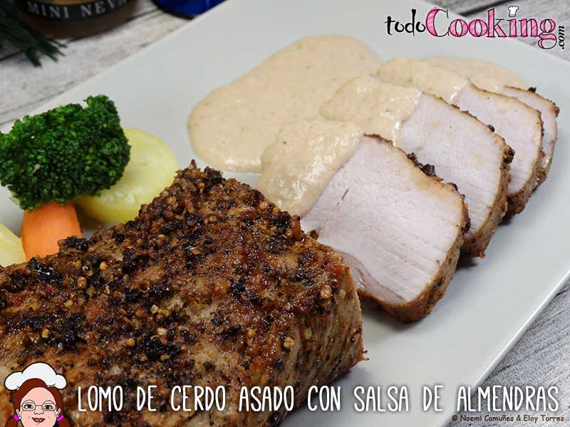 Lomo cerdo asado salsa almendras - recetas navideñas