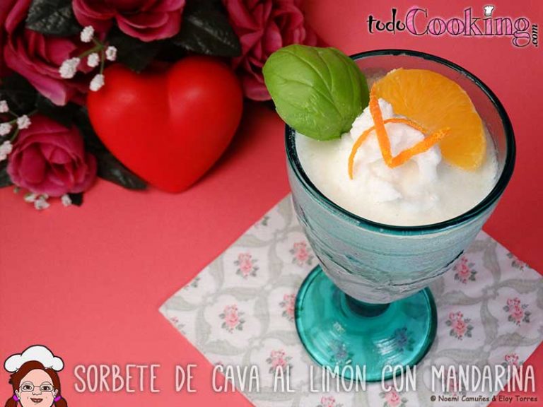 Sorbete de cava al limón con mandarina sin azúcar