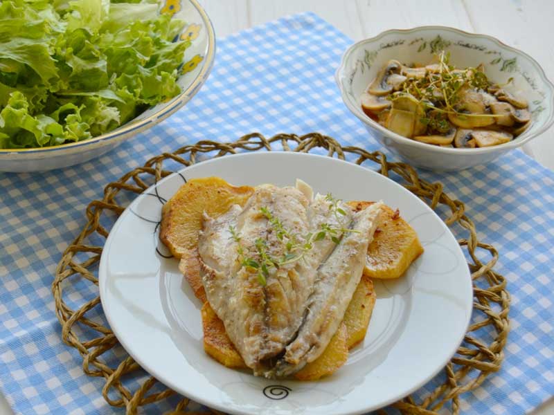 ##Jurel-a-la-plancha-con-champiñones-en-escabeche pescados y marisco