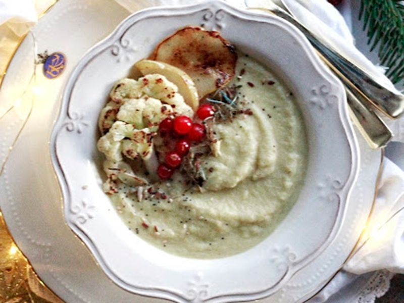 crema de coliflor y pera