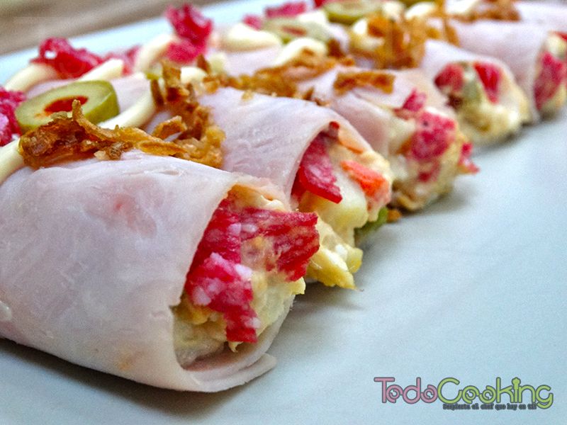 Canelones frios de pavo y salami 