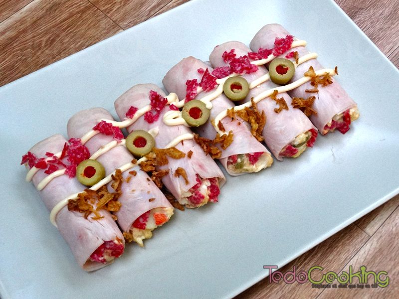 Canelones frios de pavo y salami 