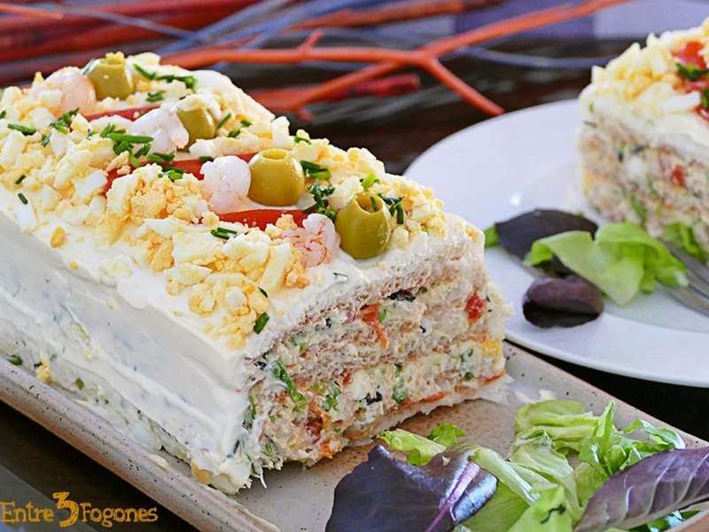 recetas fáciles de entrantes y primeros - pastel frío de marisco