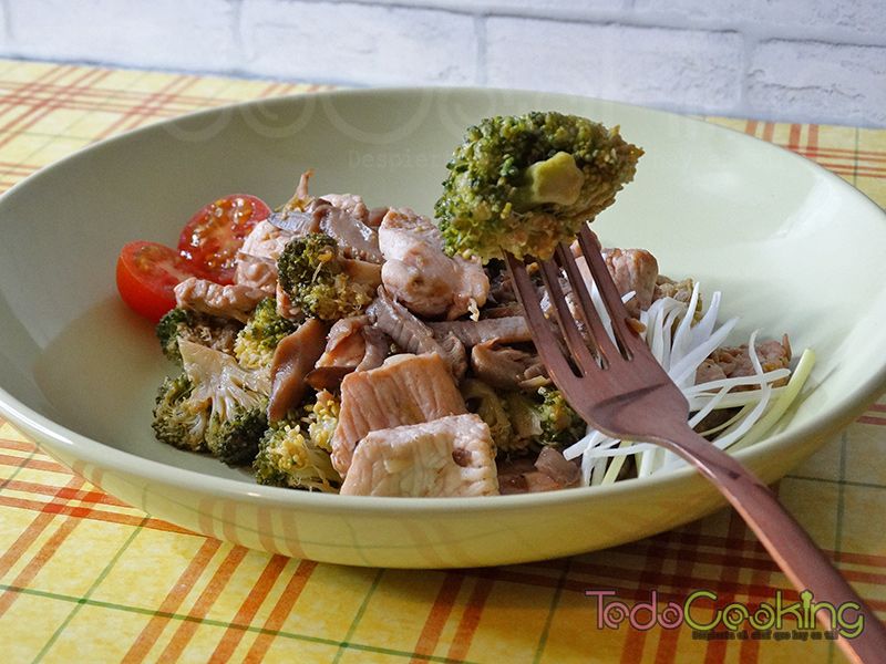 salteado de pavo con brócoli