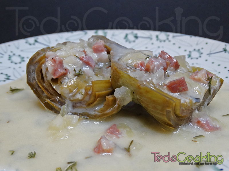 Alcachofas en salsa de tomillo y queso 02