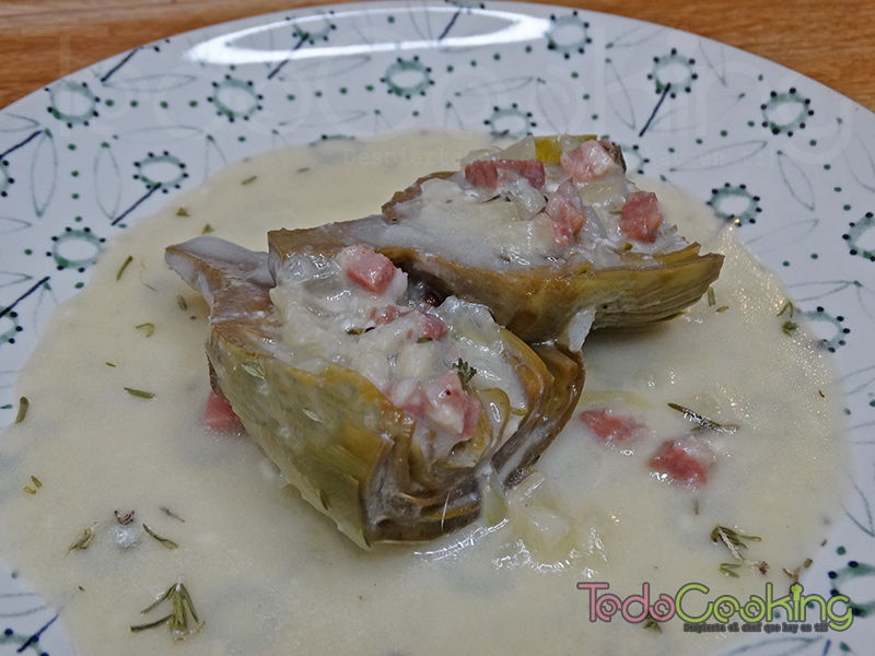 Alcachofas en salsa de tomillo y queso 04