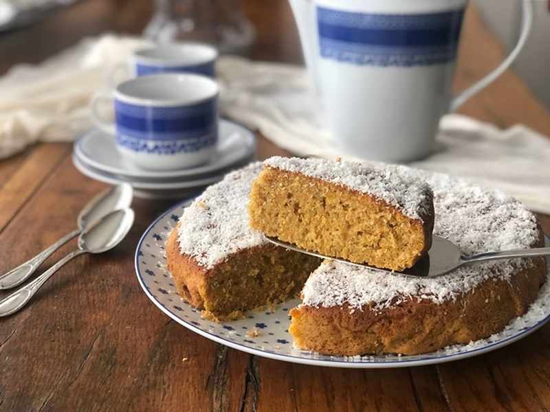 Bizcocho-de-avena-calabaza-coco. recetas de postres saludables sin azúcar