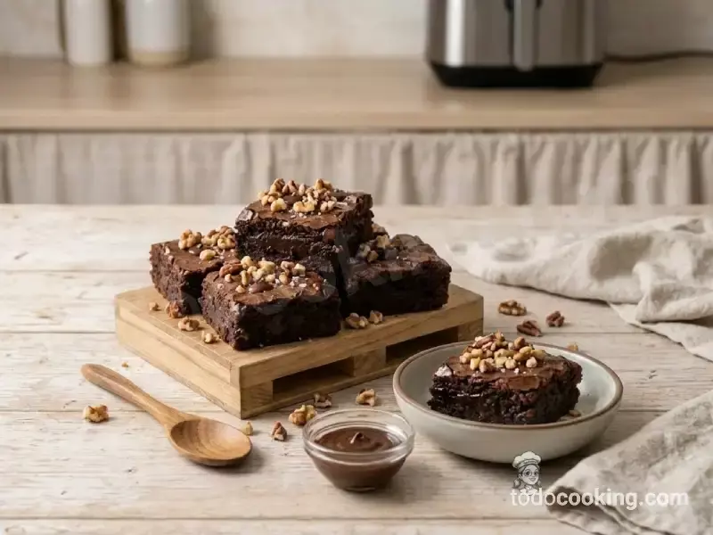 Brownie Air Fryer con chocolate y nueces