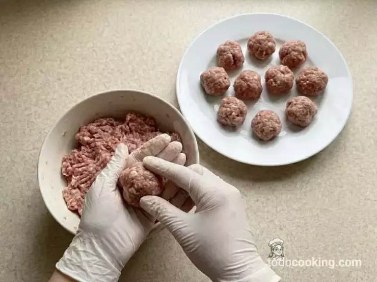 Haciendo albondigas Preparando las albondigas