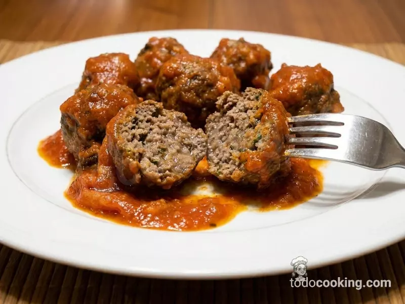Albóndigas de ternera con tomate al horno (Receta Saludable)