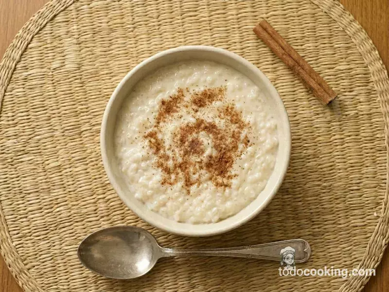 Arroz con leche fit cremoso visto desde arriba