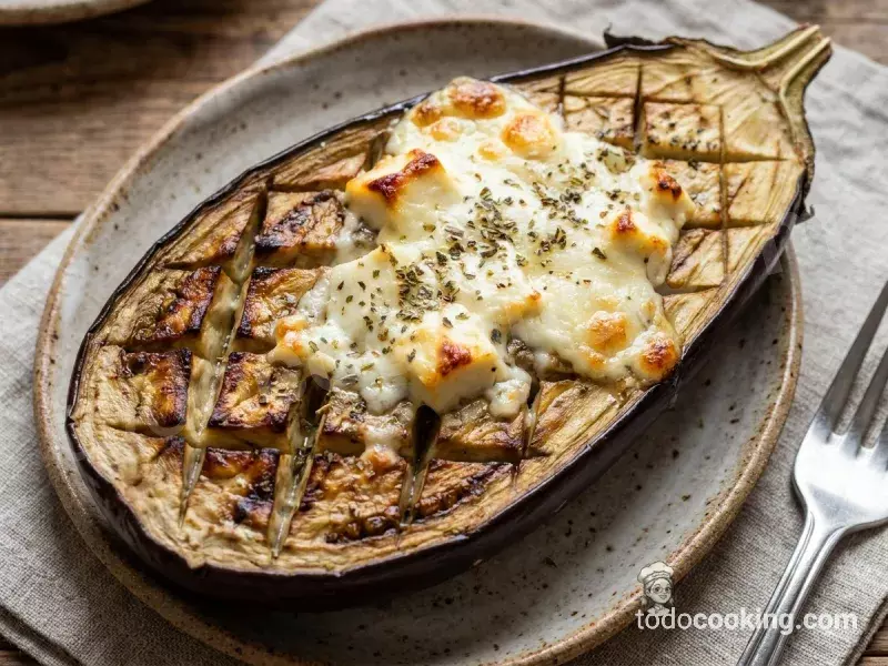 Berenjena asada con queso feta