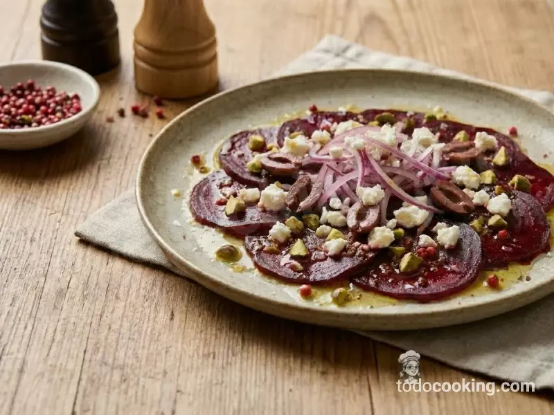 Carpaccio de remolacha y queso feta