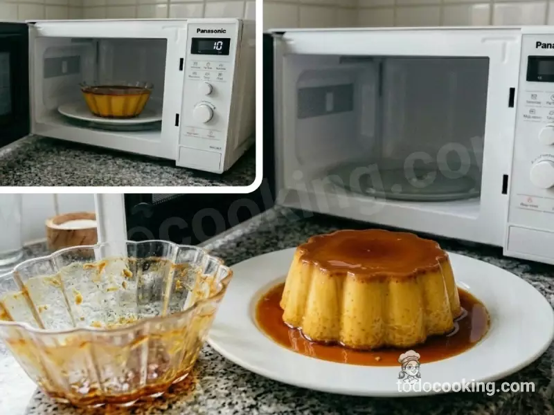 Flan casero desmoldado perfectamente gracias al truco de cocción en microondas