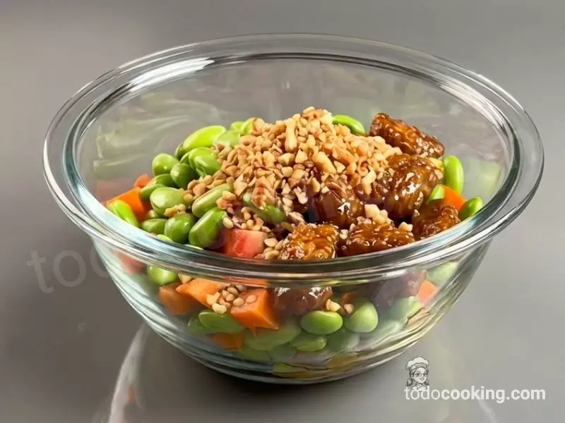 Ensalada con edamame y Pollo Teriyaki