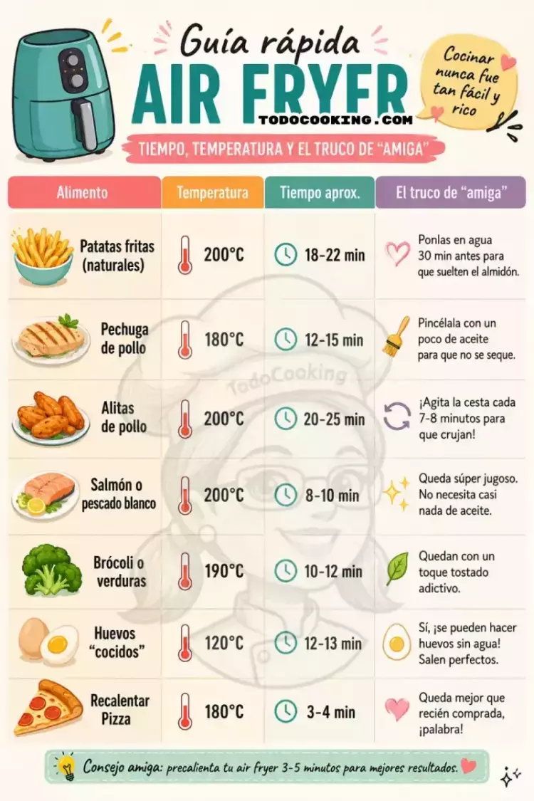Guia rapida temperaturas AIR FRYER