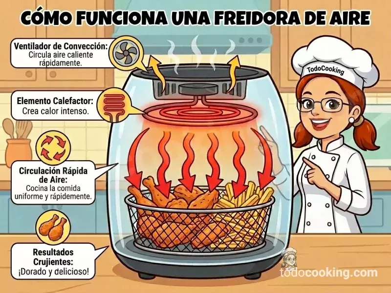 Infografía funcionamiento airfryer