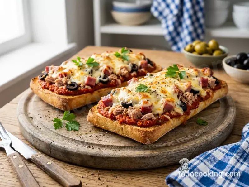 Paninis con atun, jamon y aceitunas en airfryer