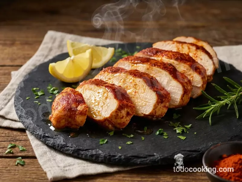 Pechuga de pollo jugosa con especias