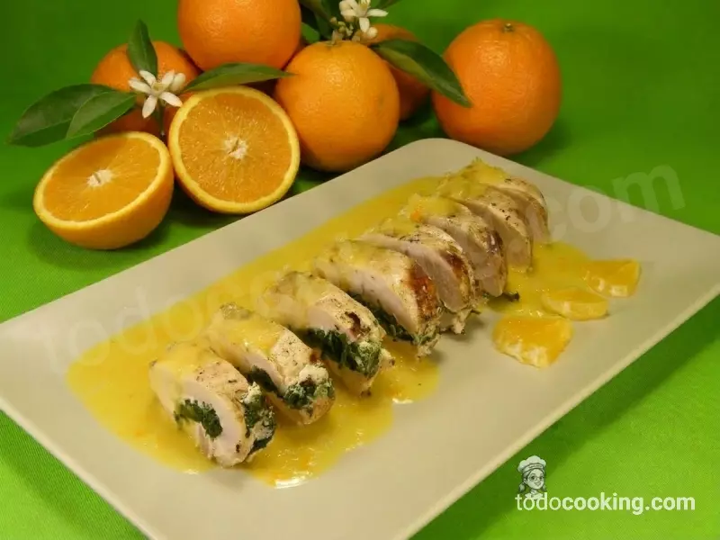 Solomillo de pavo relleno con espinacas y queso