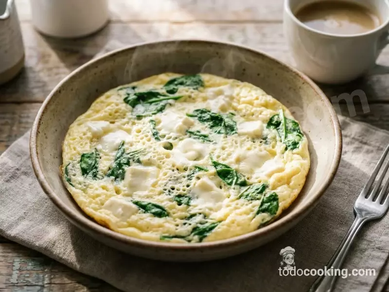 Tortilla de espinacas y queso feta