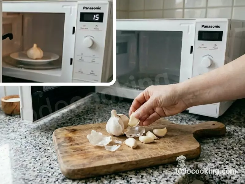 Truco para pelar ajos rápidamente metiéndolos unos segundos en el microondas