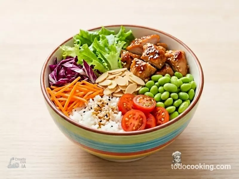 Ensalada con Edamame y Pollo Teriyaki (Toque Asiático)