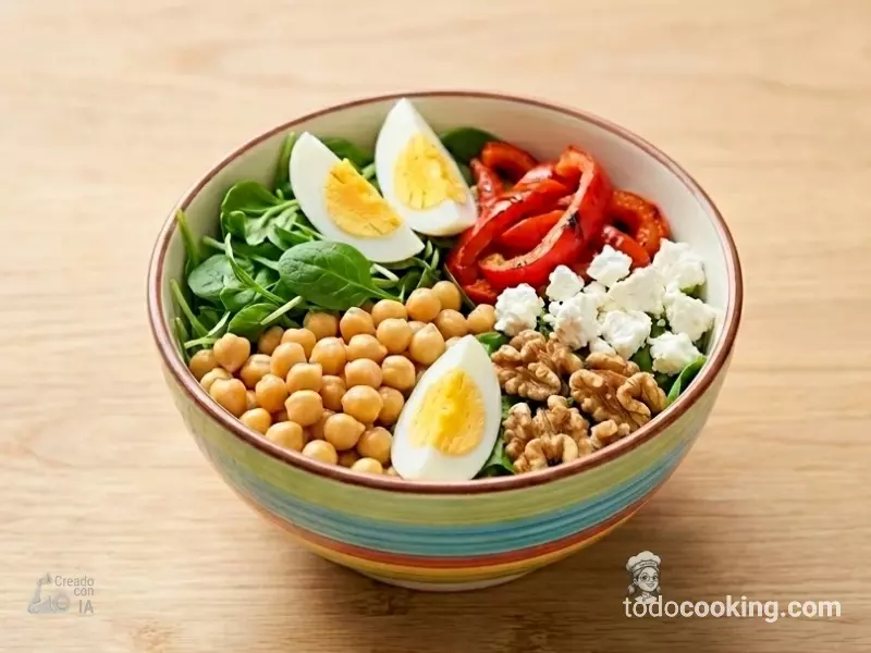 Ensalada con Garbanzos y Espinacas