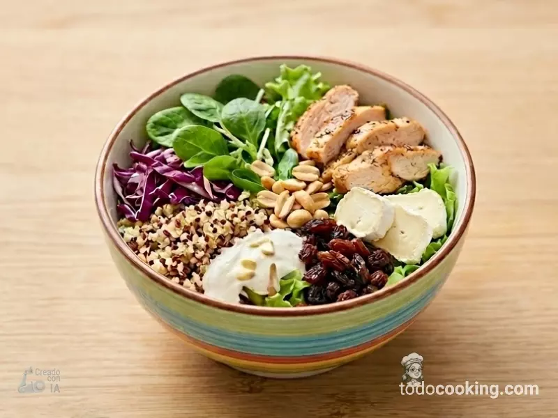 Ensalada de Quinoa y Pollo con Salsa de Yogur