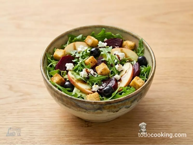 Ensalada de rúcula, remolacha y queso de cabra