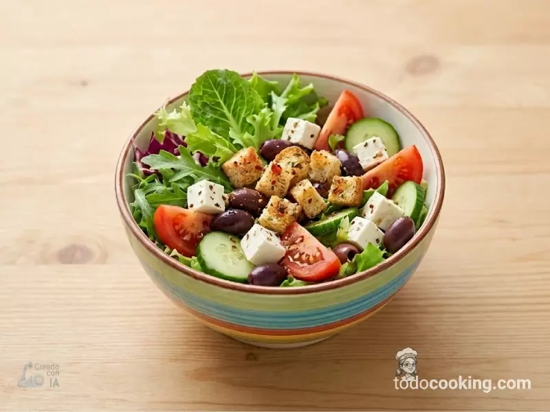 Ensalada griega con salsa de yogur