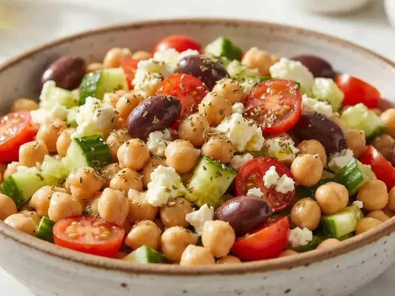 Ensalada griega express de garbanzos