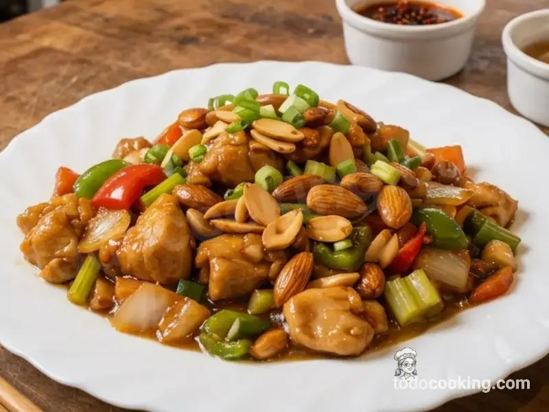 Pollo con almendras estilo chino casero (Fácil y listo en 20 min)
