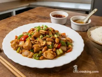 Pollo con almendras al estilo oriental vista general