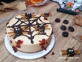 Tarta de queso y calabaza halloween sin horno decoracion