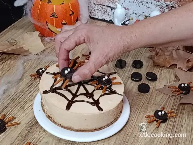 Tarta de queso y calabaza halloween sin horno detalles decoracion