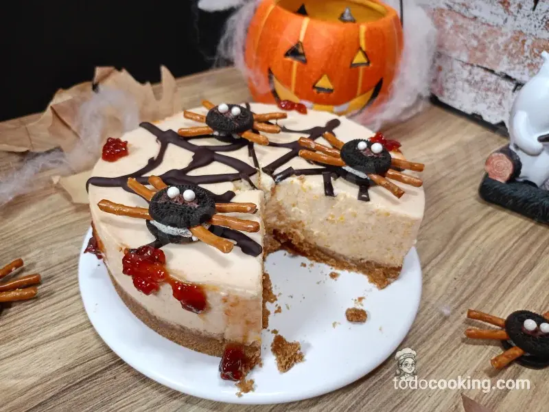 Tarta de queso y calabaza sin horno (Especial Halloween)