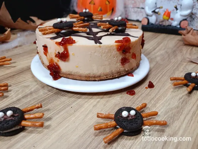 Tarta de queso y calabaza halloween sin horno